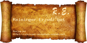 Reininger Erzsébet névjegykártya